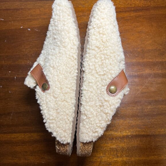 Sherpa Clogs Slippers Slides Close Toe Normcore Neutral Lounge Cozy Boho Size 11 - Picture 7 of 12